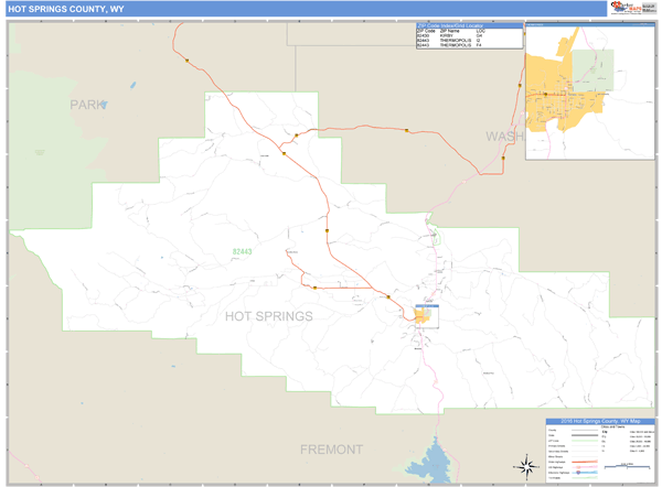 Hot Springs County, Wyoming Zip Code Wall Map Market Maps (IDI)