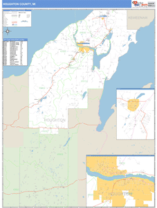 Houghton County, Michigan Zip Code Wall Map