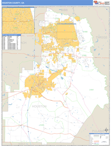 Houston County, Georgia Zip Code Wall Map