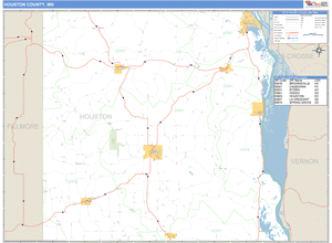 Houston County, Minnesota Zip Code Wall Map