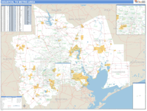 Houston, Texas Metro Area Wall Map