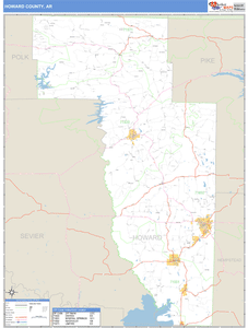 Howard County, Arkansas Zip Code Wall Map