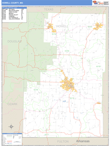 Howell County, Missouri Zip Code Wall Map