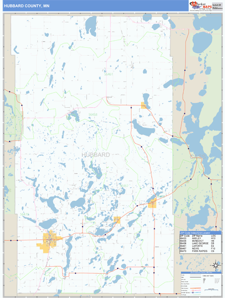 Hubbard County, Minnesota Zip Code Wall Map Market Maps (IDI)