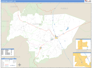 Huerfano County, Colorado Zip Code Wall Map