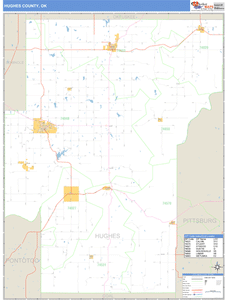Hughes County, Oklahoma Zip Code Wall Map