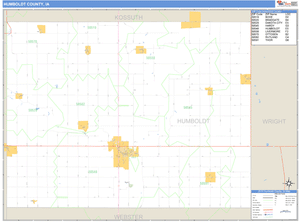 Humboldt County, Iowa Zip Code Wall Map