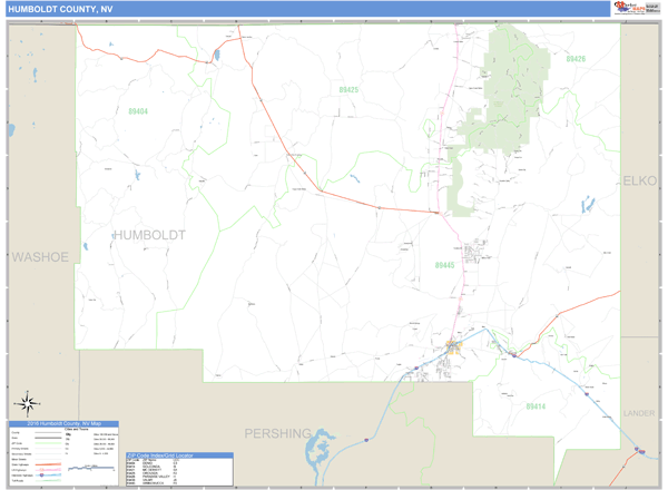 Humboldt County, Nevada Zip Code Wall Map Market Maps (IDI)