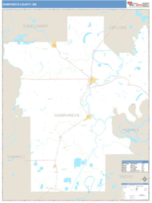 Humphreys County, Mississippi Zip Code Wall Map Market Maps (IDI)