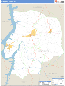 Humphreys County, Tennessee Zip Code Wall Map