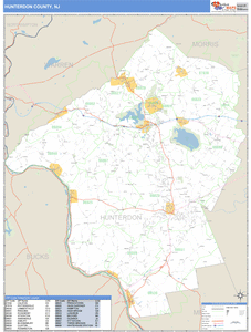 Hunterdon County, New Jersey Zip Code Wall Map