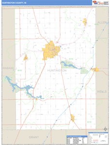 Huntington County, Indiana Zip Code Wall Map
