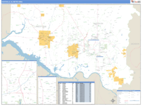 Huntsville, Alabama Metro Area Wall Map Market Maps (IDI)