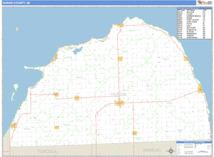 Huron County, Michigan Zip Code Wall Map
