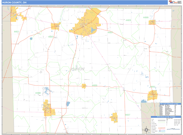 Huron County, Ohio Zip Code Wall Map Market Maps (IDI)