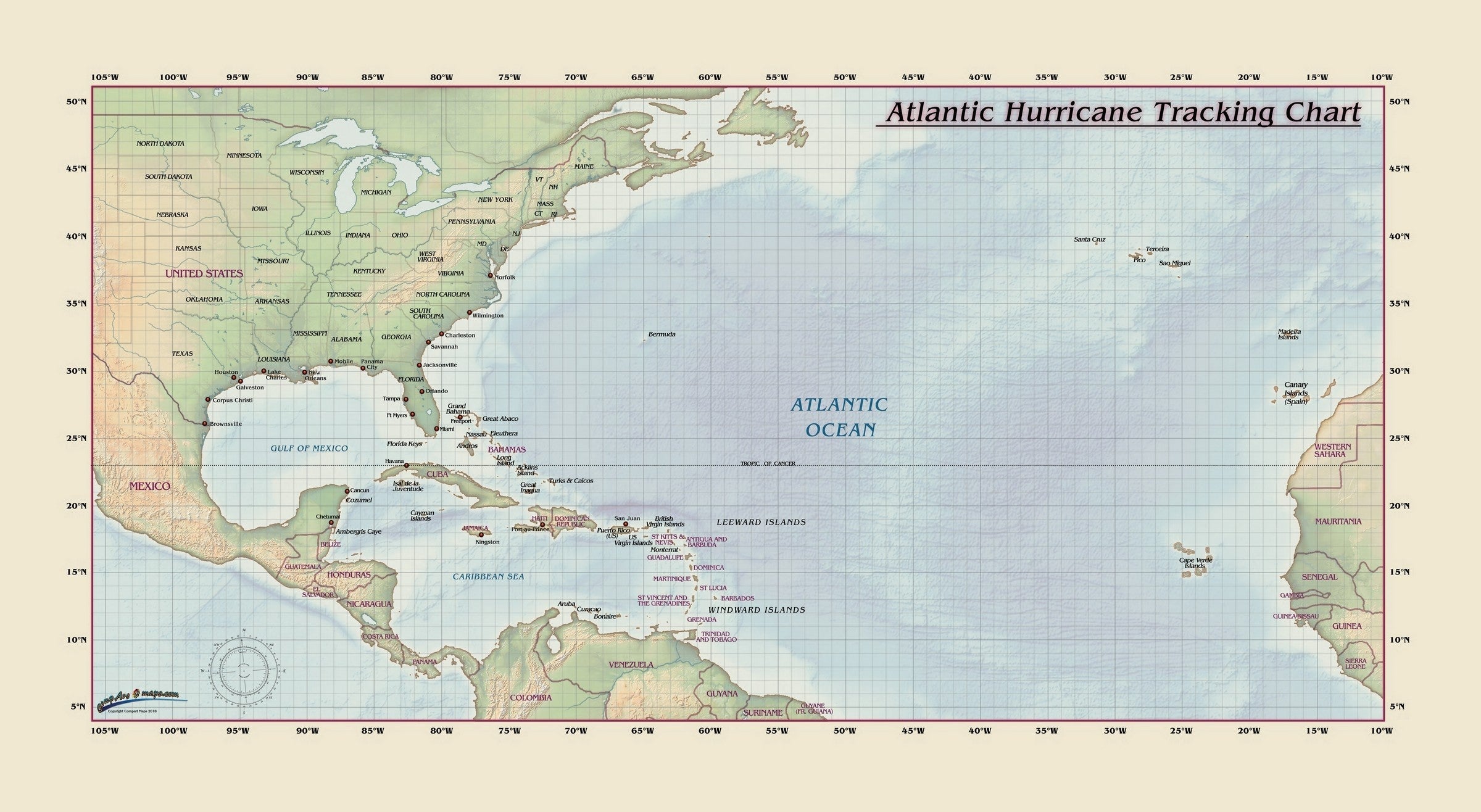 Tracking Chart Map Atlantic Hurricane Tracking Chart | Map Geek.com