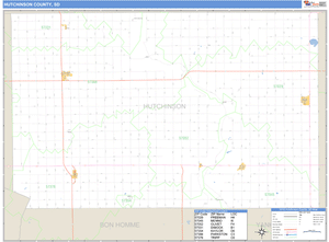 Hutchinson County, South Dakota Zip Code Wall Map