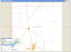 Hutchinson County, Texas Zip Code Wall Map