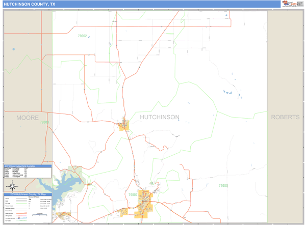 Hutchinson County, Texas Zip Code Wall Map Market Maps (IDI)