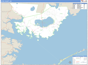 Hyde County, North Carolina Zip Code Wall Map
