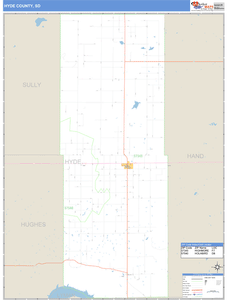 Hyde County, South Dakota Zip Code Wall Map