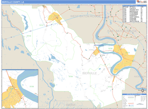 Iberville County, Louisiana Zip Code Wall Map