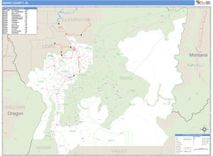 Idaho County, Idaho Zip Code Wall Map