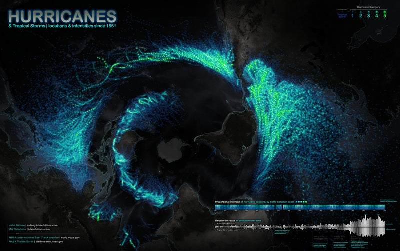 Hurricanes Since 1851 Maps.com