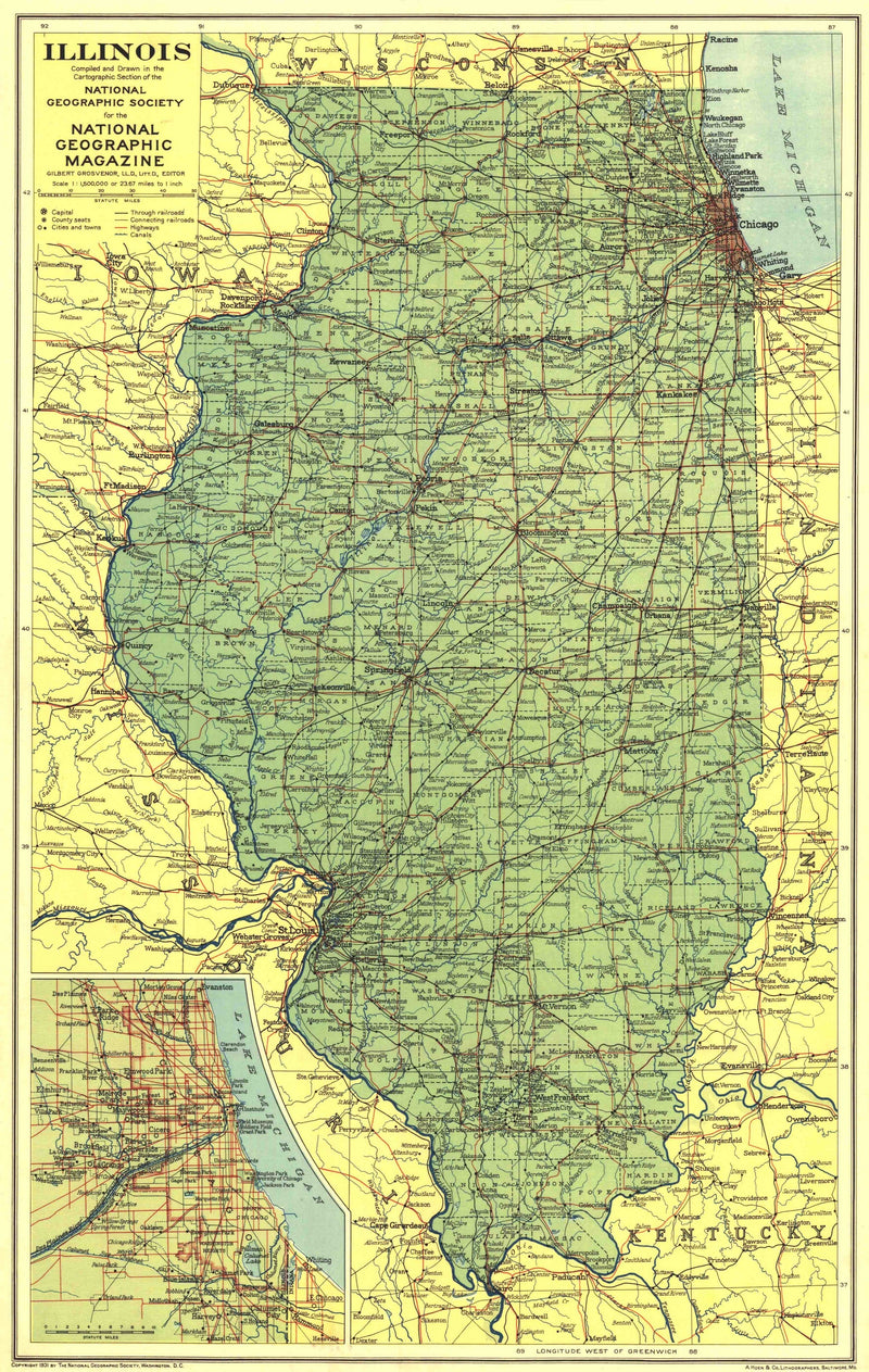 Illinois Map 1931 Maps.com