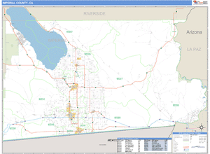 Imperial County, California Zip Code Wall Map