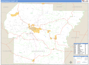 Independence County, Arkansas Zip Code Wall Map