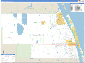 Indian River County, Florida Zip Code Wall Map