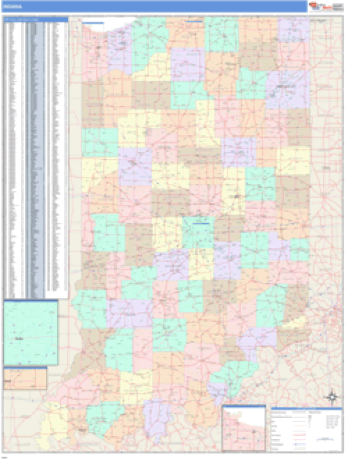 Indiana Business Wall Map Market Maps (IDI)