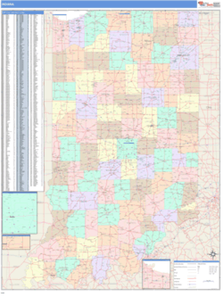 Indiana Business Wall Map Market Maps (IDI)