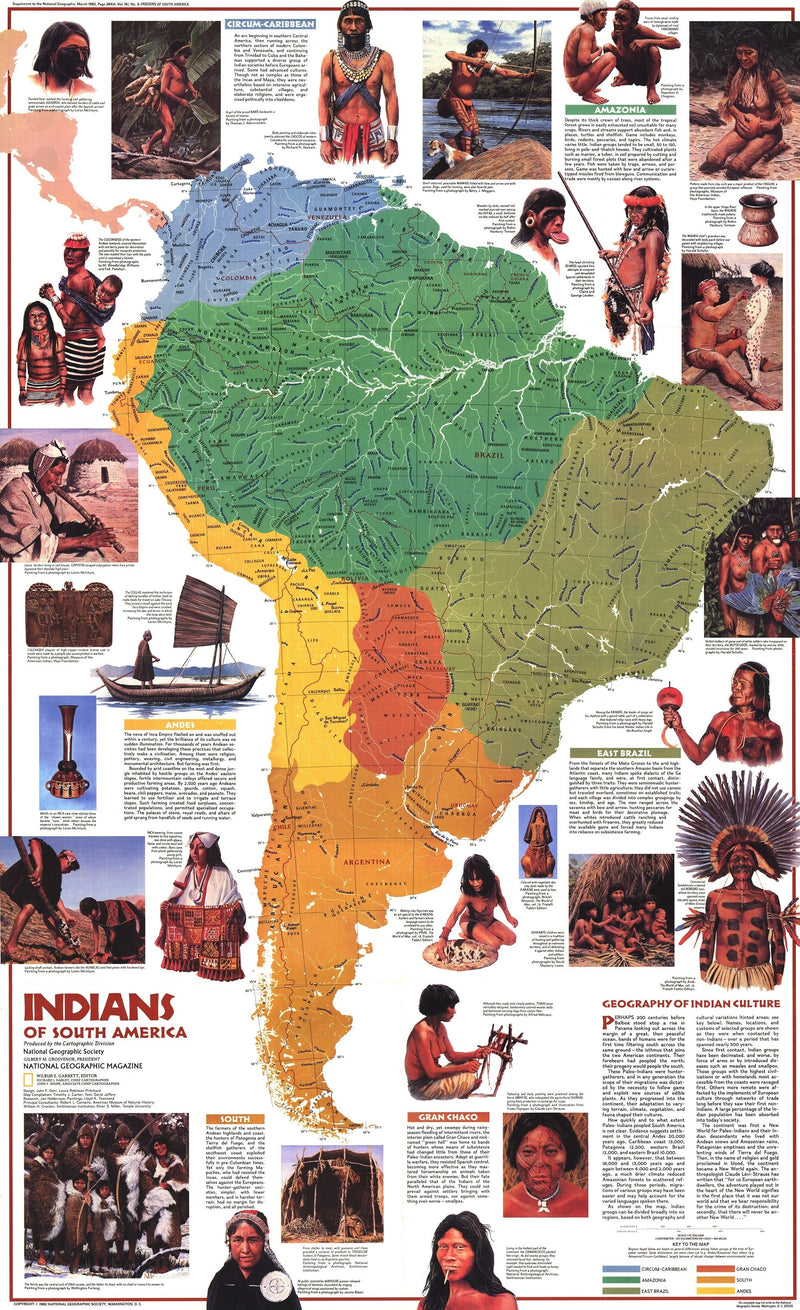 Indians Of South America Map 1982 Maps.com