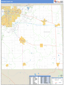 Ingham County, Michigan Zip Code Wall Map