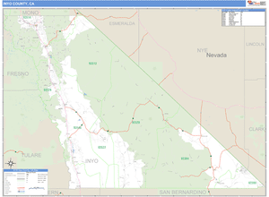 Inyo County, California Zip Code Wall Map
