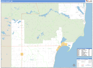Iosco County, Michigan Zip Code Wall Map