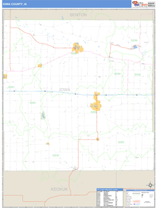 Iowa County, Iowa Zip Code Wall Map