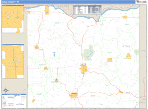 Iowa County, Wisconsin Zip Code Wall Map