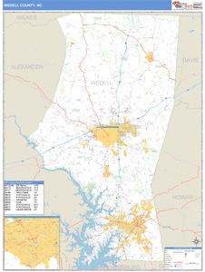 Iredell County, North Carolina Zip Code Wall Map