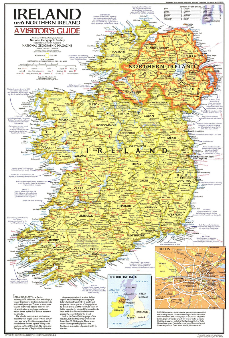 Ireland And Northern Ireland Visitors Guide Map 1981 Maps.com