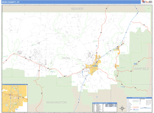 Iron County, Utah Zip Code Wall Map
