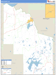 Iron County, Wisconsin Zip Code Wall Map