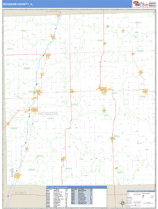 Iroquois County, Illinois Zip Code Wall Map