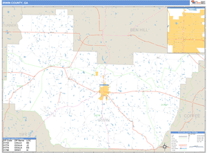 Irwin County, Georgia Zip Code Wall Map