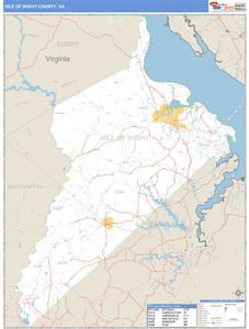 Isle of Wight County, Virginia Zip Code Wall Map