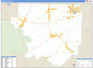 Izard County, Arkansas Zip Code Wall Map