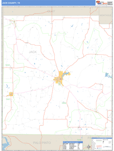 Jack County, Texas Zip Code Wall Map