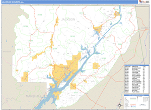 Jackson County, Alabama Zip Code Wall Map